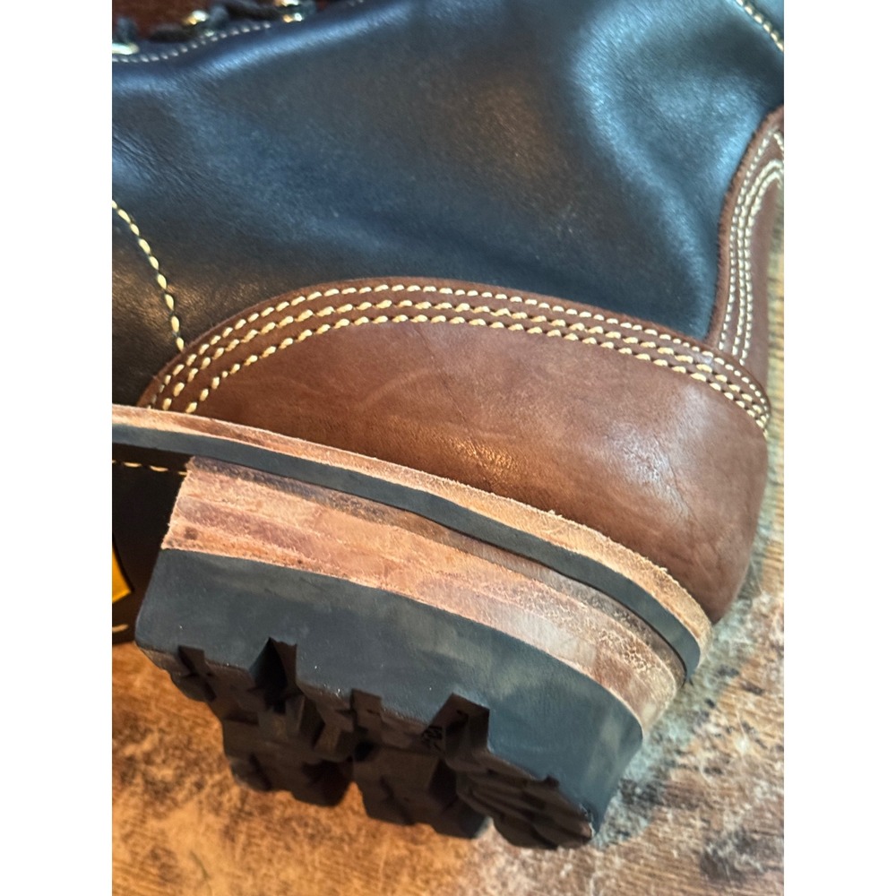Kulien Shoes Custom PNW Boots Mens 10 D Black Brown Roughout Vibram Fire & Ice - Picture 9 of 14